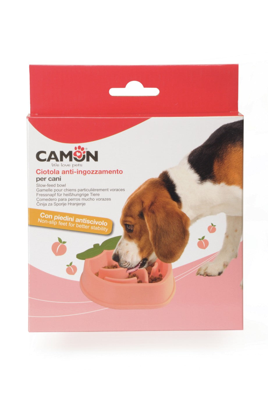 Ciotola anti-ingozzamento Camon colore pesca con piedini antiscivolo per cani Ciotola anti-ingozzamento Camon colore pesca con piedini antiscivolo per cani